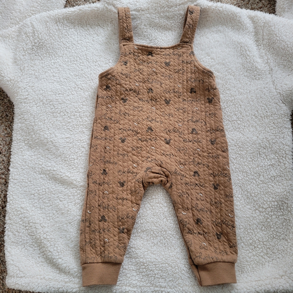 Disney Brown Kids Overalls with Mickey and Minnie 12 Month